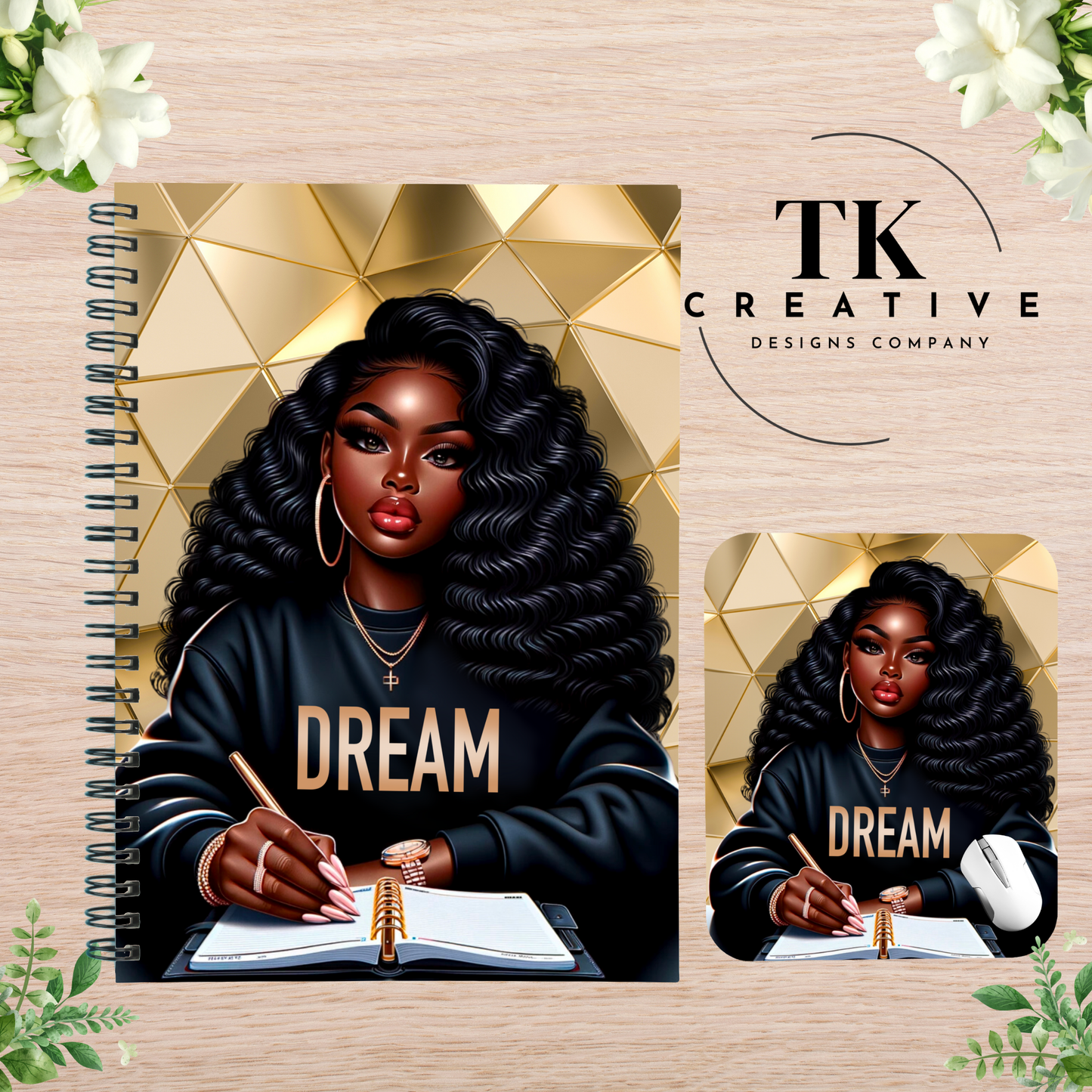 Black Girl Magic Motivational Matching Notebook and Mouse pad