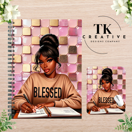 Black Girl Magic Motivational Matching Notebook and Mouse pad