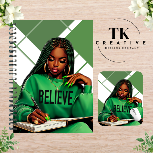 Black Girl Magic Motivational Matching Notebook and Mouse pad